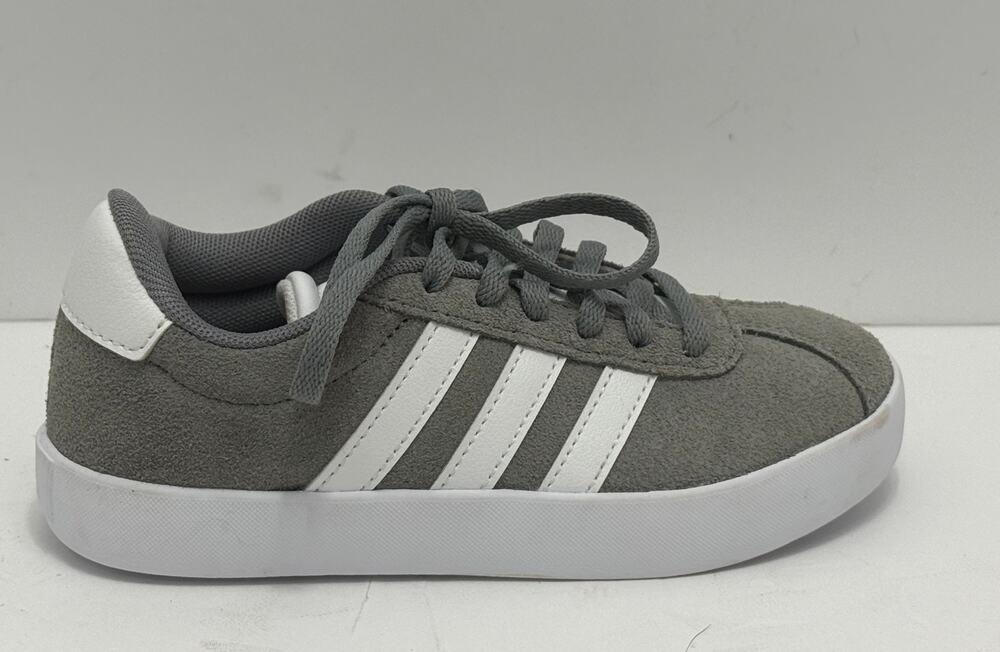 adidas VL Court 3.0 K Kids Suede Skate Sneakers Grey White ID6314 Size 12K